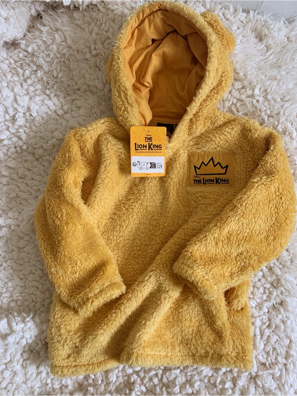 Disney The Lion King Plush Hooded Pullover in Golden Yellow
